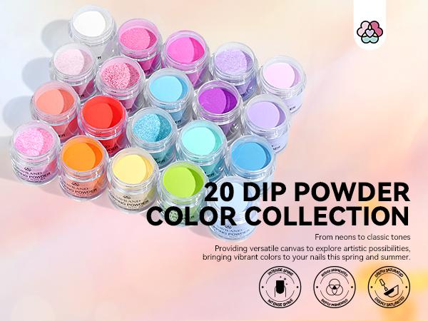 SAVILAND Dip Powder Nail Kit 30PCS: 20 Vibrant Colors with Essential Liquids, No Lamp Needed, Easy-to-Use, Long-Lasting Salon-Quality Nails at Home