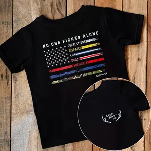 Youth and Adult No One Fights Alone Shirt, First Responder Flag Tee, Police Firefighter EMS Nurse Shirt, Patriotic Support Tee, Military Tribute Shirt