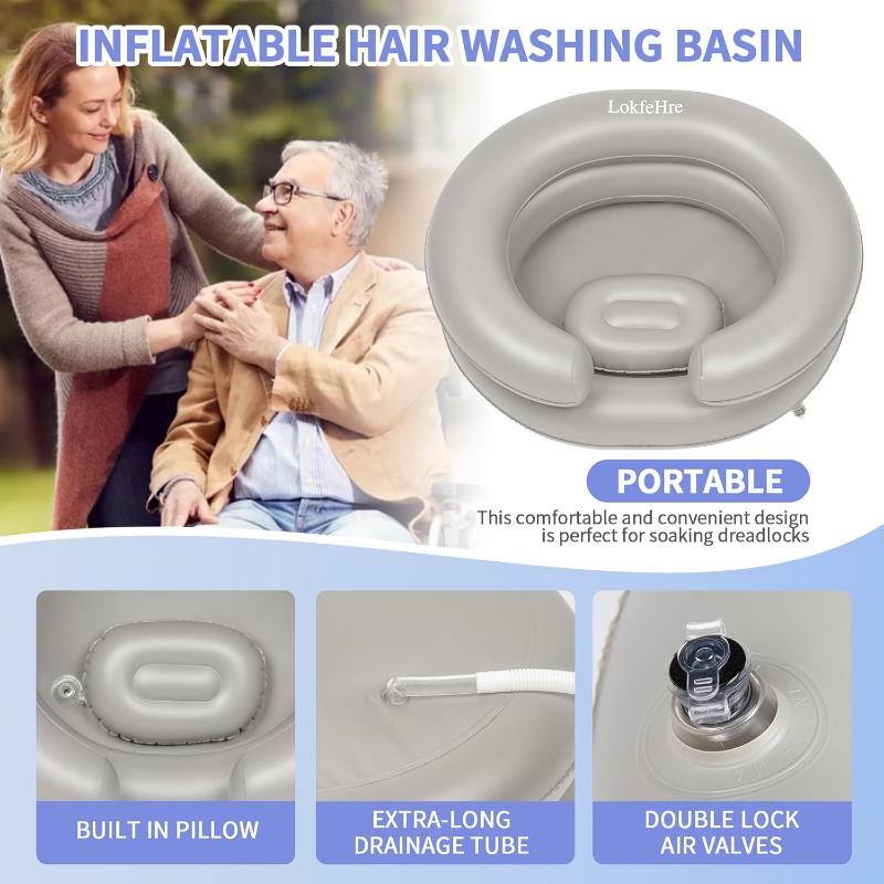 Large Portable Inflatable Hair Washing Basin for Bedridden - Wash Hair in Bed with Inflatable Shampoo Bowl.Hair Washing Basin for Elderly,Disabled,Injured,Ideal Inflatable Sink for Locs Detox
