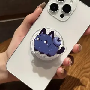 Blueberry Cat MagSafe Phone Grip – Cute Kawaii Kitty Magnetic Pop Socket & Kickstand – Aesthetic Phone Accessory Gift
