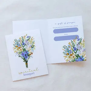 Blue Floral Spiritual Bouquet Prayer Card