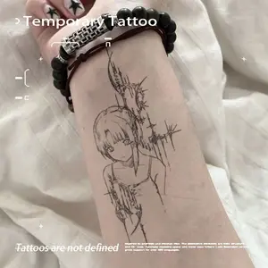 Dark Thorn Girl Anime Herbal Juice Temporary Tattoo Sticker Waterproof Long Lasting Non-reflective Fake Tattoo Ins Cool Y2K Style Wrist Clavicle Body Sticker