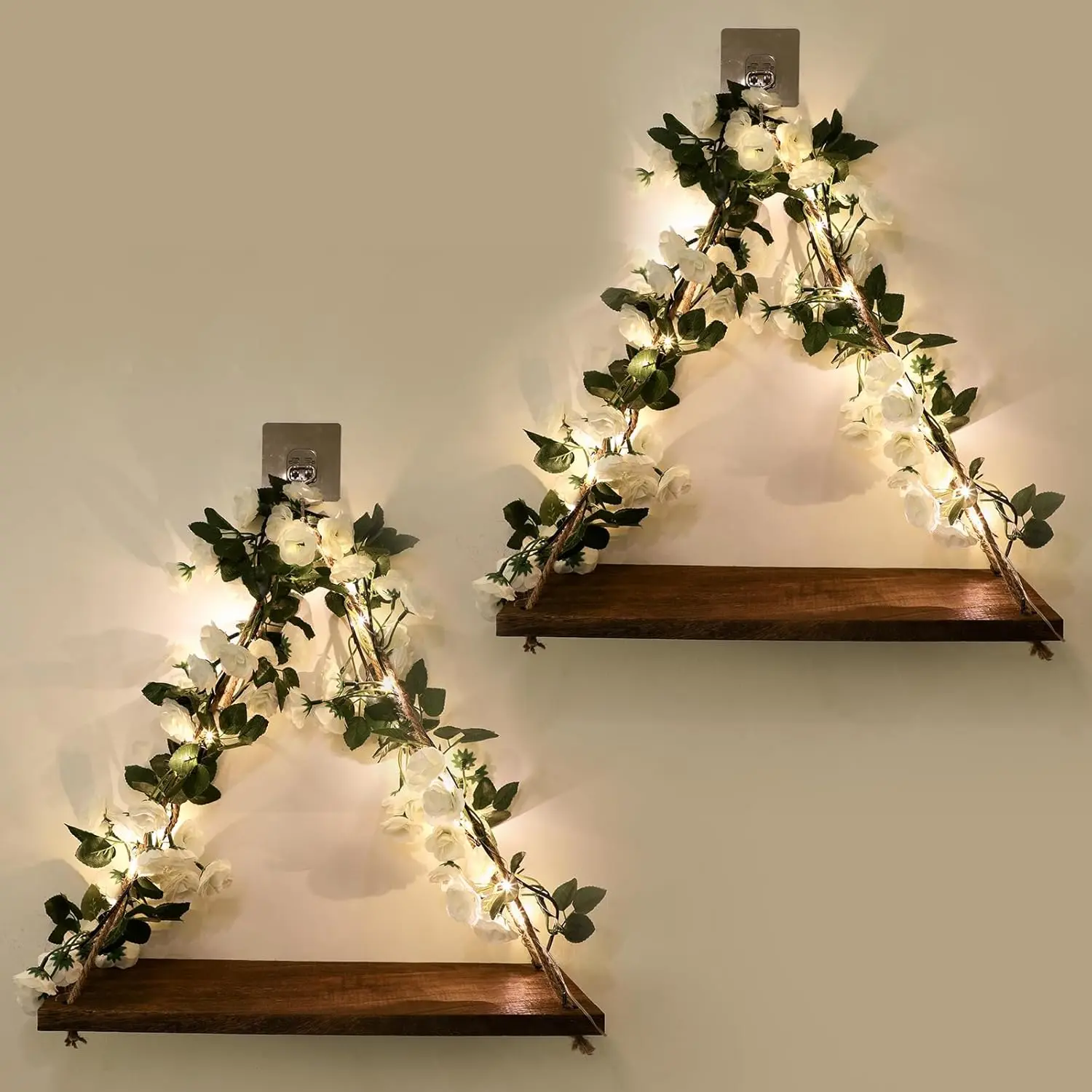 Shelf for Wall,Floating Shelves,Floating Shelves for Wall No Drilling,Adhesive Shelves, Strip Shelf,Room Decor Aesthetic, Shelf Wall,Whimsical Decor,2- Set(White Flower)