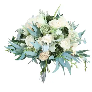 Olive Green and Sage Wedding Bride Bouquet, Wood Flower Greenery Bouquet, Sola Wood Flower Bouquet, Sage Green and Ivory Flowers