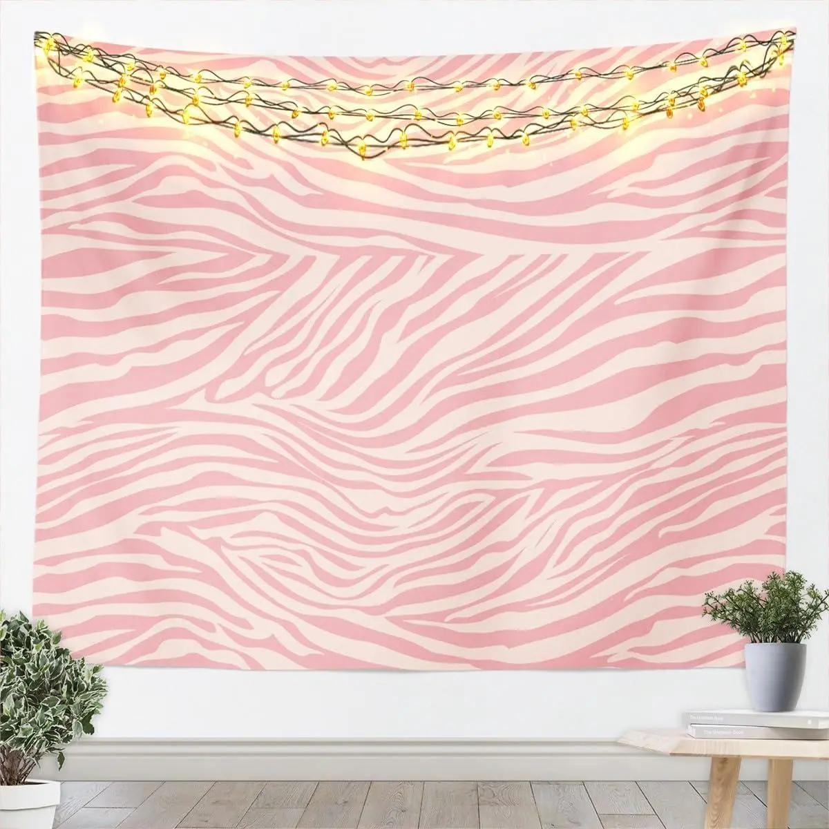 Pink Zebra Tapestry Small Leopard Wall Hanging Blanket Animal Print Wall Art Simple Modern Stripes Bedroom Decor