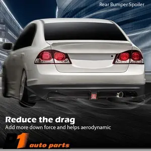 Fit For Civic Sedan 2006-11 Rear Bumper Spoiler w/ 3RD Brake Light & Muffler Tip Car Accessories