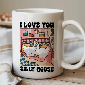 Adorable Silly Goose Valentine Mug Perfect for His Valentine's Day Gift Cute Ducks and Funny Couple Coffee Mug for Boyfriend