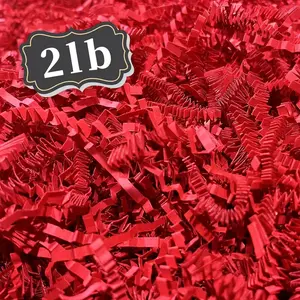 2 LB Red Crinkle Cut Paper Shred Filler  for  Wrapping, Basket Filling, Birthday, Wedding, Valentine's Day, Christmas,  Year Party Decorations Filling Supplies