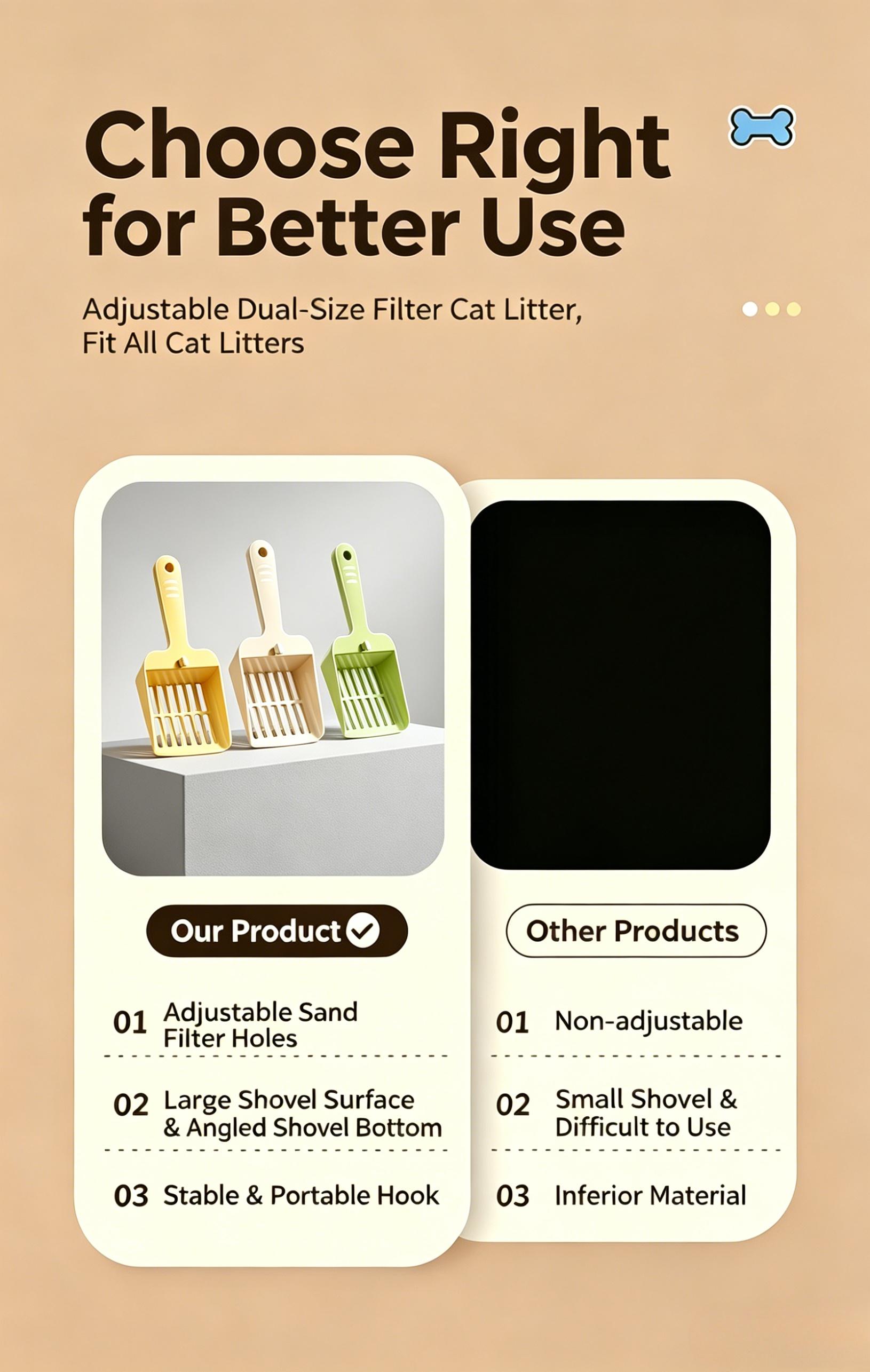 Thickened Large-Hole Adjustable 2-in-1 Cat Litter Scoop Cat Waste Sifting Scoop Cat Poop Scoop for Tofu Cat Litter Pet Litter Box Sifting Cleaning Scoop Oversized Sifting Litter Scoop Cat Litter Box Cat Litter Scoop  Cat stuff for indoor   Pet stuff