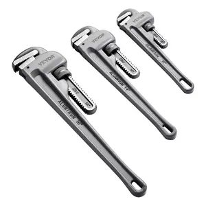 Summervibes VEVOR 3-Piece Pipe Wrench Set, 10 14 18 Aluminum Straight Pipe Wrench, Adjustable Plumbing Wrench, with High Strength Jaw and Ergonomic Handle, Hangable Design, for Water Pipes, Automotive Repairs