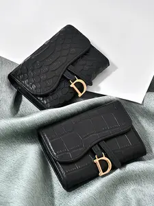 Women's First Layer Cowhide Leather Credit Card Wallet, Large Capacity Anti-Magnetic Card Holder, Vintage Crocodile Pattern Multi-Card Slots, Vintage Style Wallet