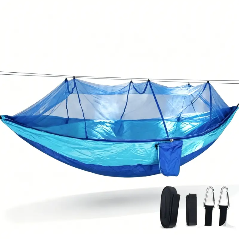 Heavy Duty 2-Person Hammock Camping Net Hammock, 102x55in Ultralight Portable Outdoor Hanging Bed with Tree Straps & Carabiners for Backpacking, Backyard, Heavy Duty Hammock