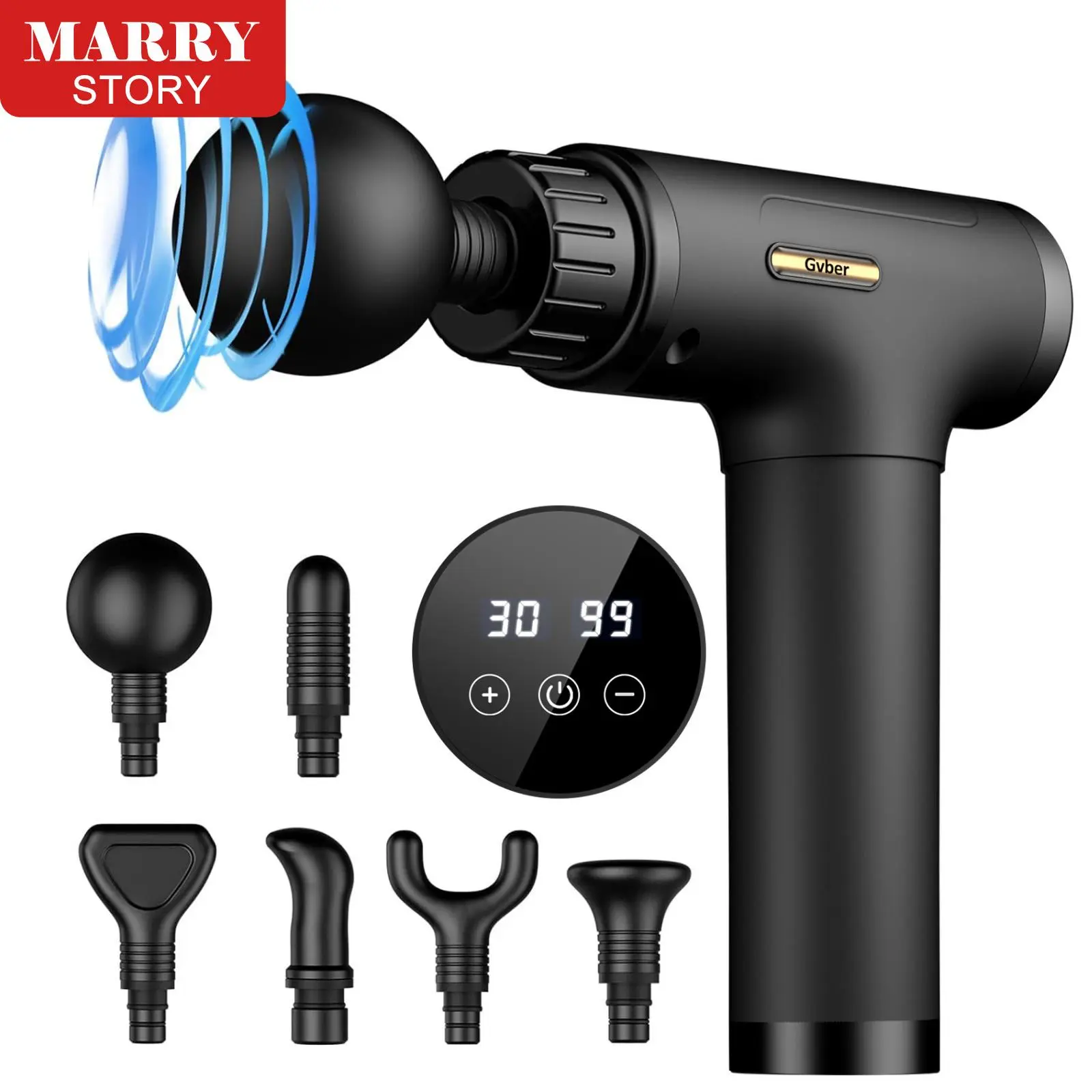 Deep Tissue Massage Gun - Silent Rechargeable Percussion Massager for Muscle Pain Relief, Neck Care, 9-5 Executives, Gym & Daily Use, 30 Speeds, 6 Attachments, LED Display, Adjustable Black Portable Muscle Massager, Ideal Gift, Portable Muscle Massagers