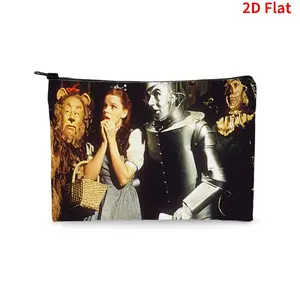 Wizard of Oz Character Print Cosmetic Bag - Portable Travel Makeup Pouch with Zipper for Women, Stylish Movie - Themed Toiletry Organizer