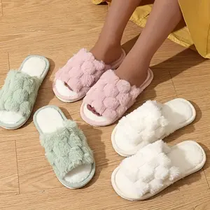 Women'S Argyle Fuzzy Slippers, All-Season Warm Indoor Home Slides, Comfortable Breathable Fabric House Shoes, EVA Sole, Hand Washable