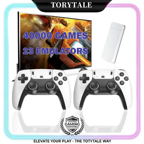Upgraded Retro 40000 Classic Game Stick, HDMI Plug-and-Play TV Console with Wireless Controller, Projector Receiver Accessory, Gaming Products, Ideal Birthday Gift for Adults [No PS2/N64/GameCube/PSP] - Christmas Gaming System
