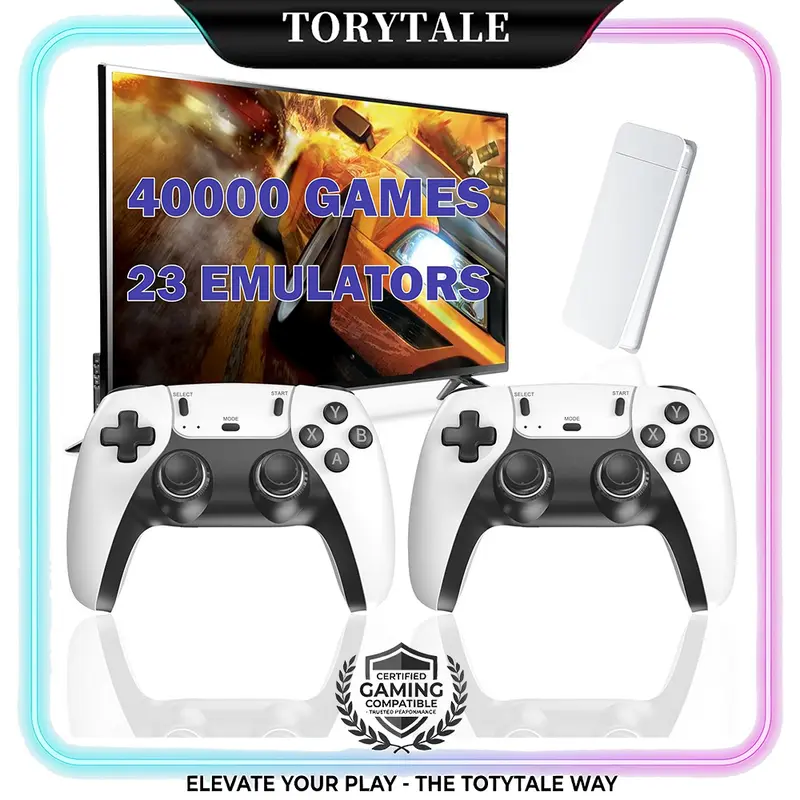 Upgraded Retro 40000 Classic Game Stick, HDMI Plug-and-Play TV Console with Wireless Controller, Projector Receiver Accessory, Gaming Products, Ideal Birthday Gift for Adults [No PS2/N64/GameCube/PSP] - Christmas Gaming System