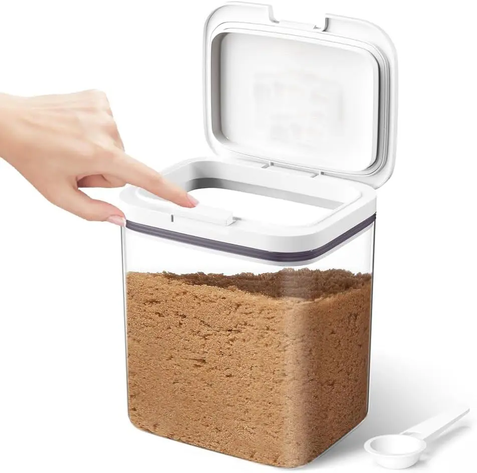 Sugar Container Airtight, 2 Liters Brown Sugar Keeper Storage Container with Spoon