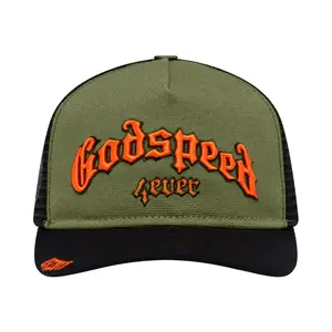 GODSPEED FOREVER TRUCKER HAT OLIVE/ORANGE