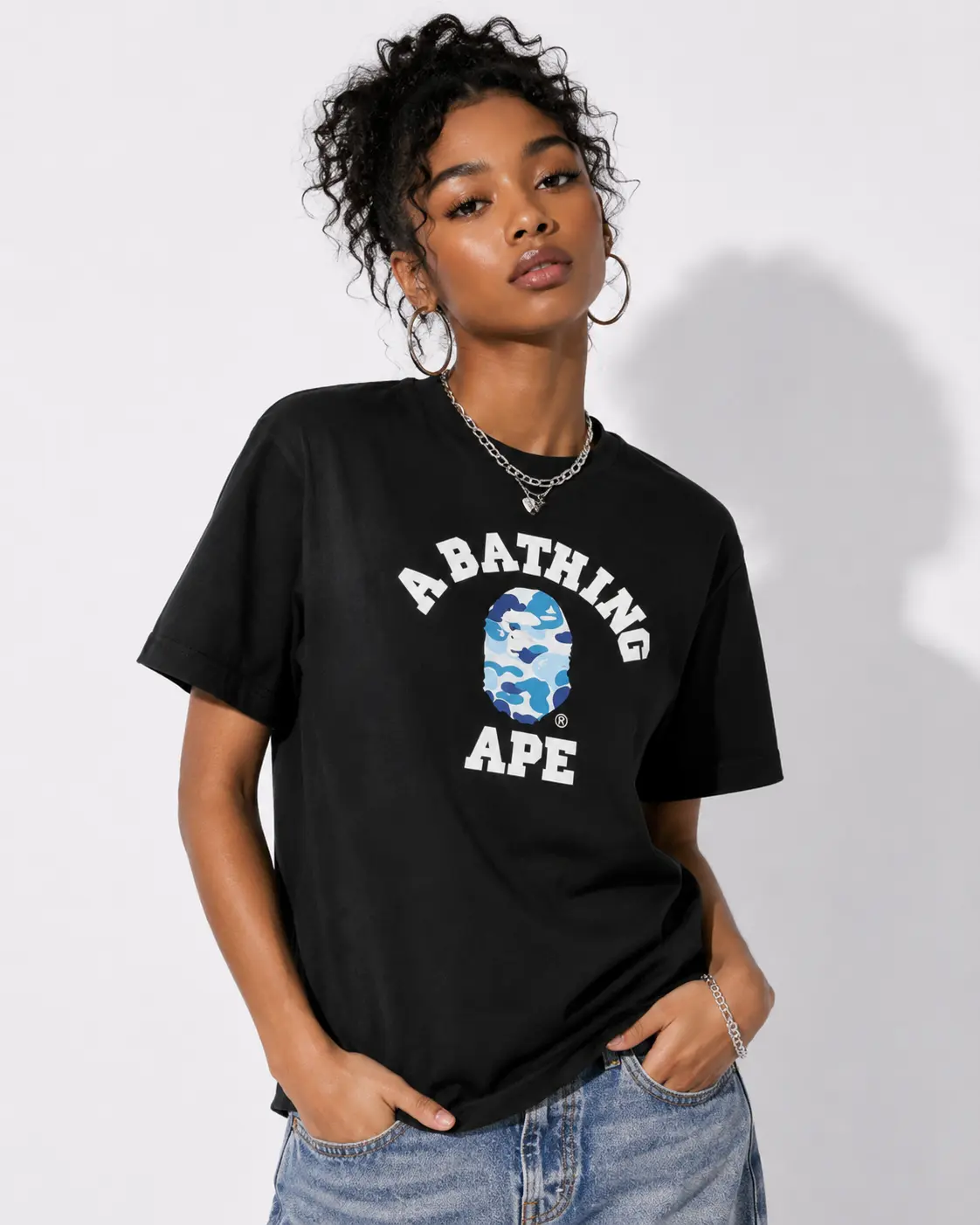 BAPE ABC Camo College Tee 'Black/Blue'