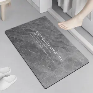 Marble Pattern Bathroom Rug for Home - Non-Slip Floor Mat, Diatomaceous Earth Quick-Dry Absorbent, Dirty-Resistant for Bathroom Entrance