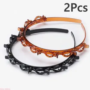 2026 New Hair Styling Headband with Built-in Clips Plastic Braiding Headband Anti-Slip Easy Braided Hairstyles for Women Girls Lightweight Durable Black Brown Convenient Fashion Hair Accessory Hot Trendy Daily Wear