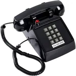 Retro Traditional Landline Phone (Ringing Indicator), Classic 2500 Analog Desk Phone Hearing Aid for Elder, Vintage Corded Desk Telephone for Landline Large Button,Old School Phone Home,Black
