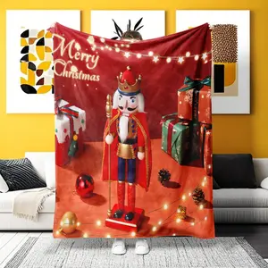 "A Nutcracker Christmas Flannel Blanket – Ultra-soft for Home, Camping & Office! Ideal for holiday lovers seeking festive, elegant decor with a classic ballet twist and rich, detailed design."