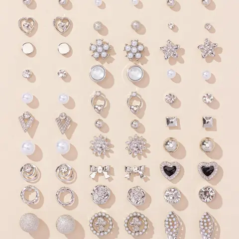 Women's Elegant Rhinestone Decorated Stud Earrings, Bow & Heart Shaped Fine Stud Earrings, Fashion Stud Earring Jewelry for Women & Girls, Casual Earrings Set, Stud Earring Pack, Fashionable Jewelry Accessories