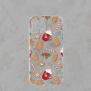Transparent Christmas Gingerbread Pattern Tpu Case, Shockproof Phone Cover for iPhone 15/15 Plus/15 Pro/15 Pro Max/11-16/16 Pro Max