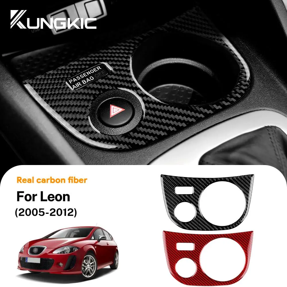 2026 New Real Soft Carbon Fiber For SEAT Leon MK2 1P 2005 2006 2007 2008 2009 2010 2011 2012 Car Cup Holder Panel Sticker Accessories For your Cars