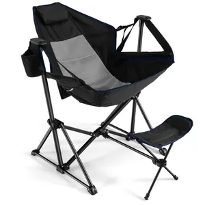 Outdoor Camping Chair with Retractable Footrest and Carrying Bag Supports 330 lbs Portable Lightweight Comfort Driven Design High Strength
