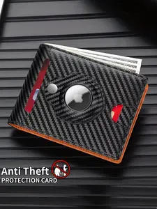 Geruola Apple Airtag Men's Ultra-Thin Wallet, RFID Blocking, Three-Fold Design, Front Pocket, Minimalist Card Holder, Carbon Fiber Material, RFID Blocking Wallets