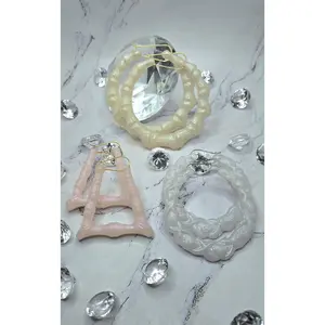 Pearl Bamboo Hoops Earrings Customizable