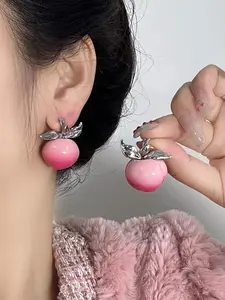 French Style Gradient Peach Earrings for Women, Casual Summer Party Jewelry, Unique Fruit Design, Fashionable High-End Ear Studs