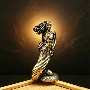 Bronze Medusa Queen Sculpture, Ancient Greek Serpent Woman Art Craft, Office Desk Decor, Home Decoration Piece, Unique Ornament