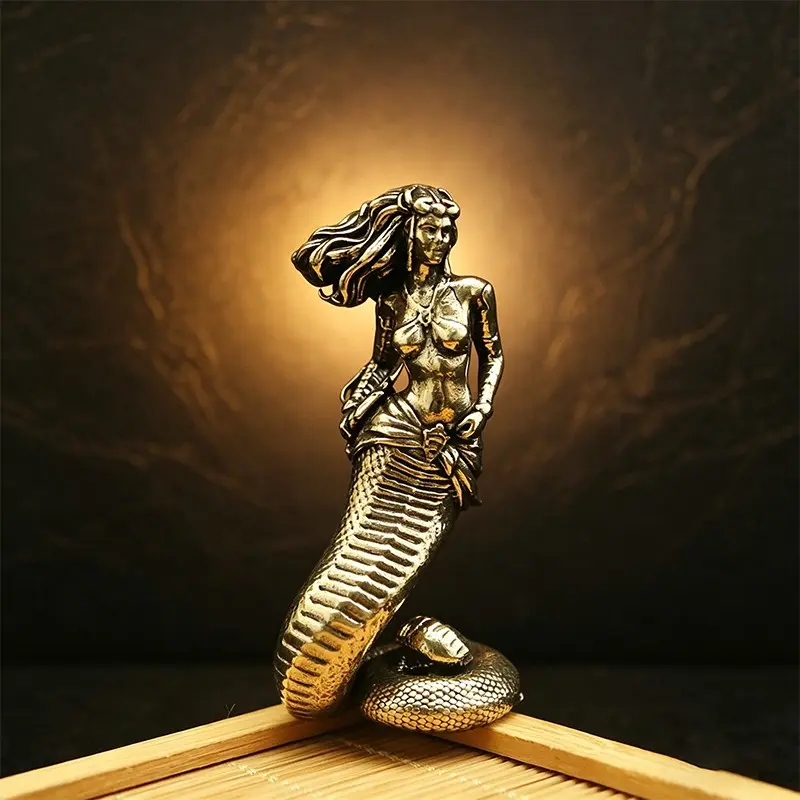 Bronze Medusa Queen Sculpture, Ancient Greek Serpent Woman Art Craft, Office Desk Decor, Home Decoration Piece, Unique Ornament