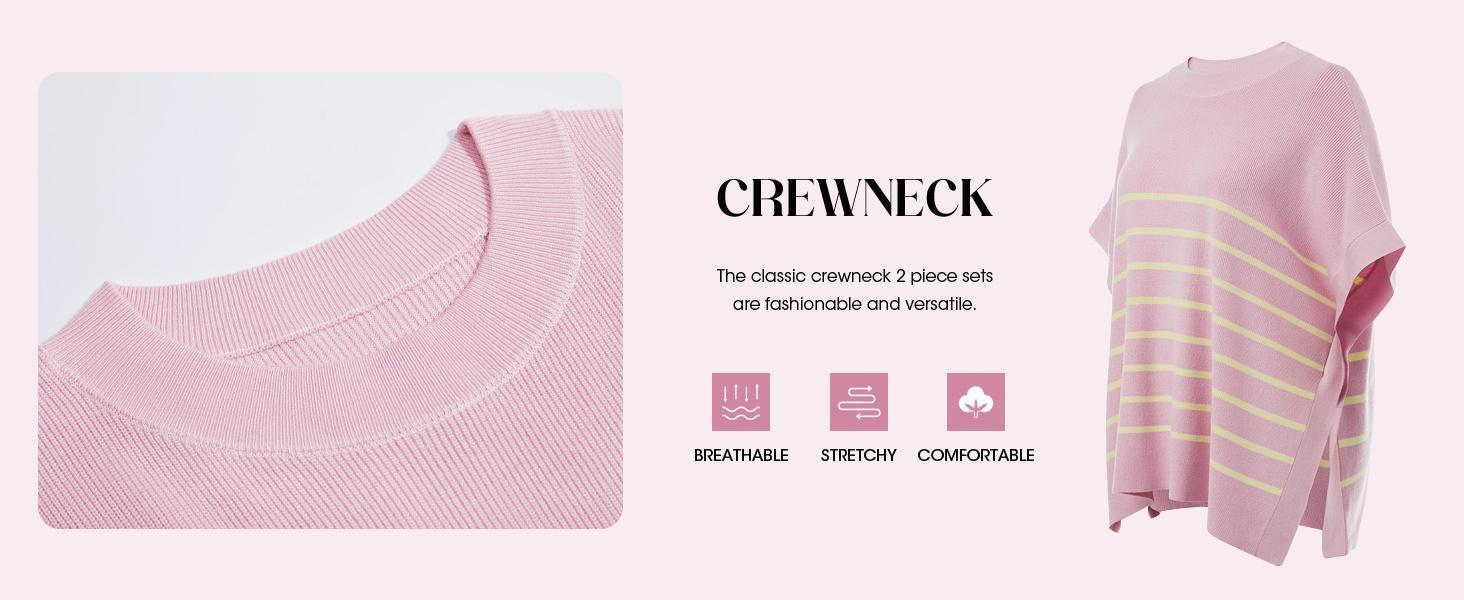 Imily Bela Women's Striped 2 Piece Outfits Oversized Batwing Short Sleeve Tops High Waisted Shorts Summer Knit Lounge Short Sets