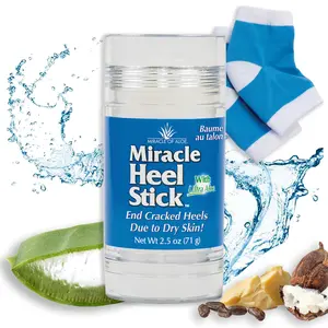 Miracle of Aloe, Miracle Heel Stick - Gel Socks Combo with UltraAloe, 2.5 oz. Stick and pair of Silicone Moisturizing Gel Heel Socks. Intensive balm quickly soothes and softens cracked, dry skin. Nail Care Manicure Nail Oil Aloe Vera
