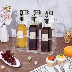 Acrylic Coffee Syrup Storage Rack, Dual Layer Design Holds 6 Bottles, Stable Bottle Holder for Bar, Wine Cellar, Kitchen Countertop