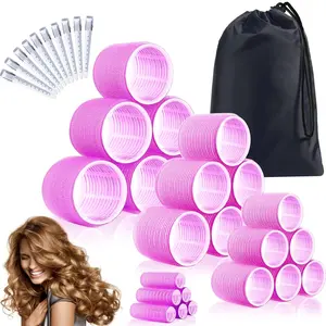 Heatless Hair Curler Set, 24pcs Self Grip Hair Rollers & 10pcs Hair Clips & 1 Count Comb & 1 Count Storage Bag, Hair Styling Tool for Women & Girls, Curly Hair Set
