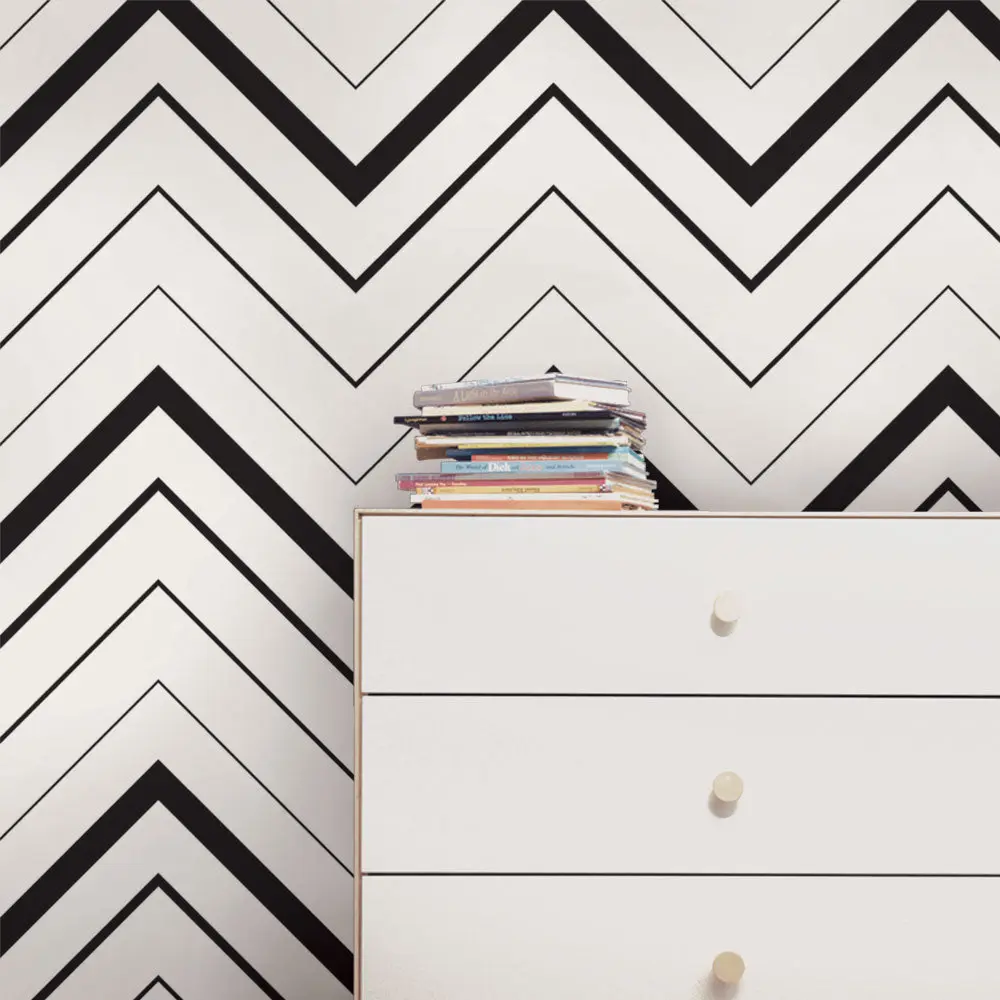 Bold Chevron Wallpaper - Peel-and-Stick Auto-Adhesive Adhesive Film, Temporary Option for DIY Room Makeovers