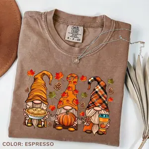 Comfort Colors Fall Gnomes TShirt, Fall Tee, Autumn T-Shirt, Pumpkin Tee, Thanksgiving Gnome Tee, Autumn Leaves T-Shirt