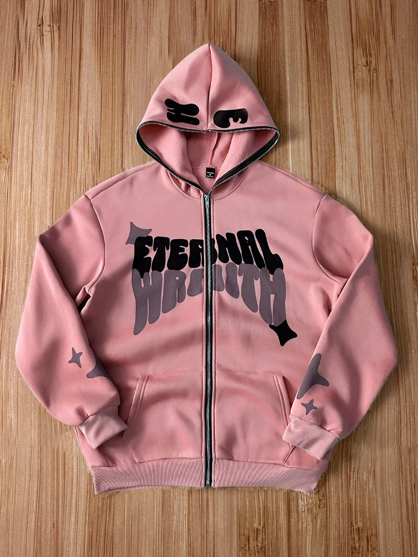 Full Zip Y2K Hoodie Graphic Lettter Print Long Sleeve Fashion Jacket Hooded Sweatshirt, Tops, Menswear
