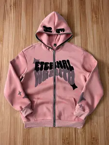 Full Zip Y2K Hoodie Graphic Lettter Print Long Sleeve Fashion Jacket Hooded Sweatshirt