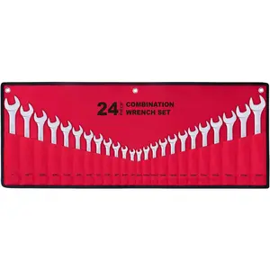 24- -Purpose Master Combination Wrench Set with Roll-up Pouch | SAE 1/4 to 1, Metric 8mm to 24mm |  for General Household, Garage, Auto Repairs, , , Boat, and Travel