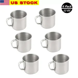Stainless Steel Coffee Soup Mug Tumbler Camping Mug Cup 6 Pack