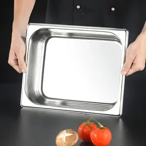 2 Packs Stainless Steel Lidded Plates for Commercial Use Buffet Dishes Restaurant Portion Control Trays Electroplated Square Food Serving Platters Takeout Containers