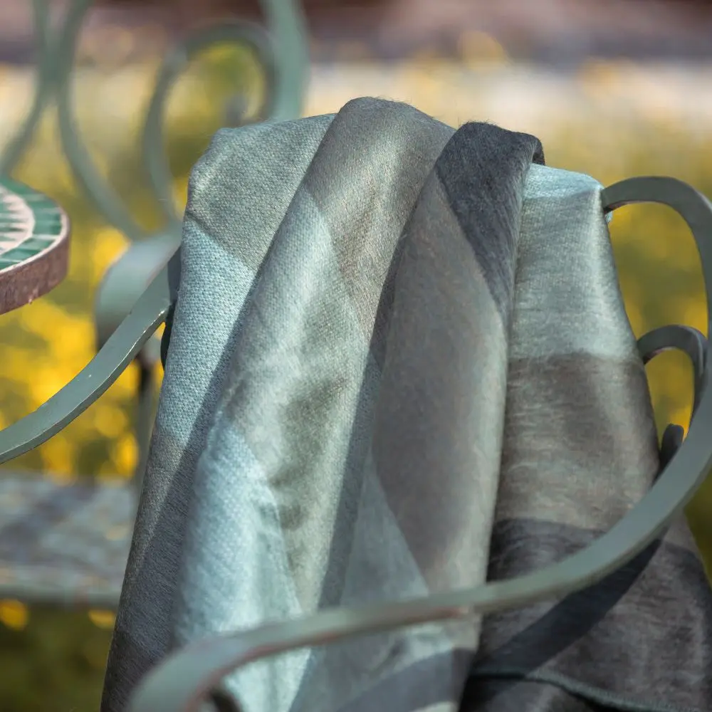 Alpaca Throw Blanket Handwoven From Ecuador - Nawi Collection - Lustrous Sage and Greens