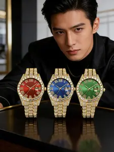 3pcs Stylish Men's Quartz Watches Set, Modern Fashionable Wristwatch, Multiple Colors, Perfect Gift for Daily Wear, Birthdays, Father's Day, Thanksgiving